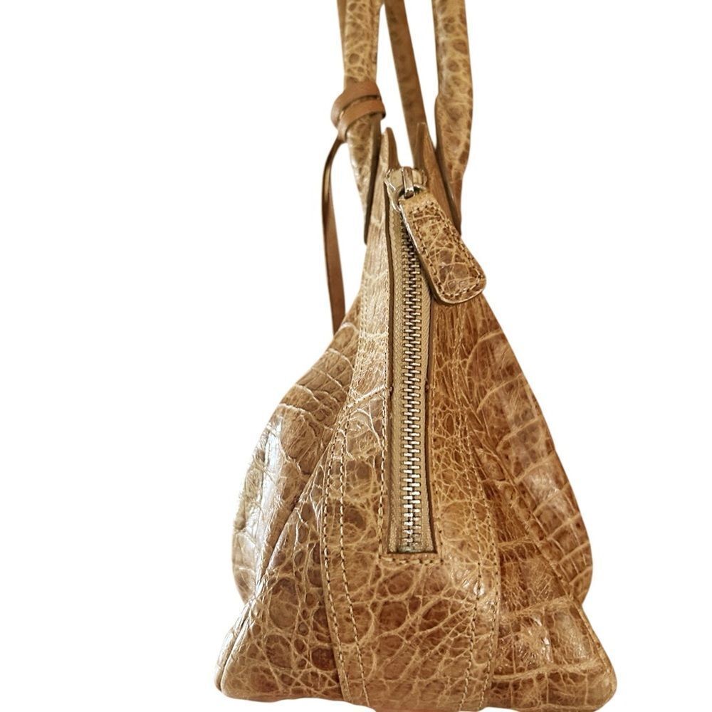 Brighton Leather Shoulder Bag Crocodile Alligator‎ Embossed Tan Brown Leather - Picture 4 of 9
